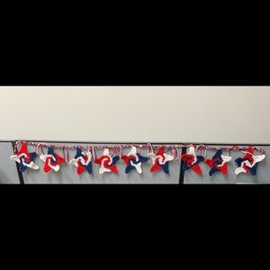Garland Star Swirly Red White Blue Patriotic New Handmade Crochet